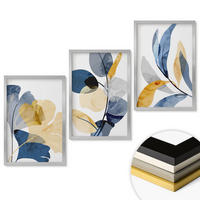 WANDBILDER 3er Set - 40x60 cm Silberner Rahmen - Aquarell-Pflanzenmotive - Silberfarben, Kunststoff (40/60cm) - ArtPrintCave