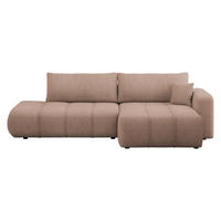 ECKSOFA Furyn O Boucle, Seite: Rechts - Hellbraun/Schwarz, Holzwerkstoff/Kunststoff (262/145cm) - MIRJAN24