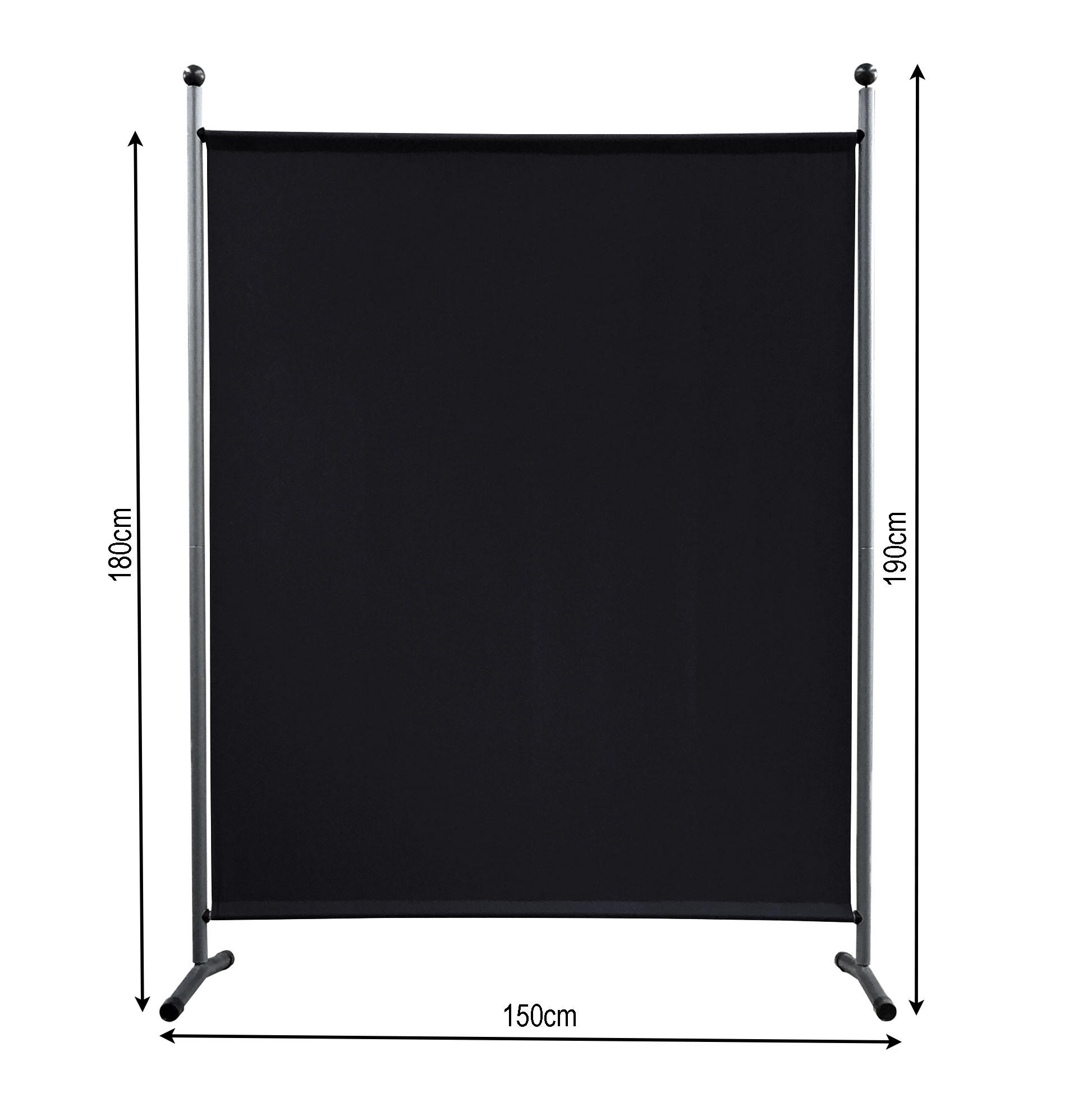 PARAVENT 1-tlg. 150x190 cm Schwarz - Schwarz, Metall (150/190cm) - QUICK STAR