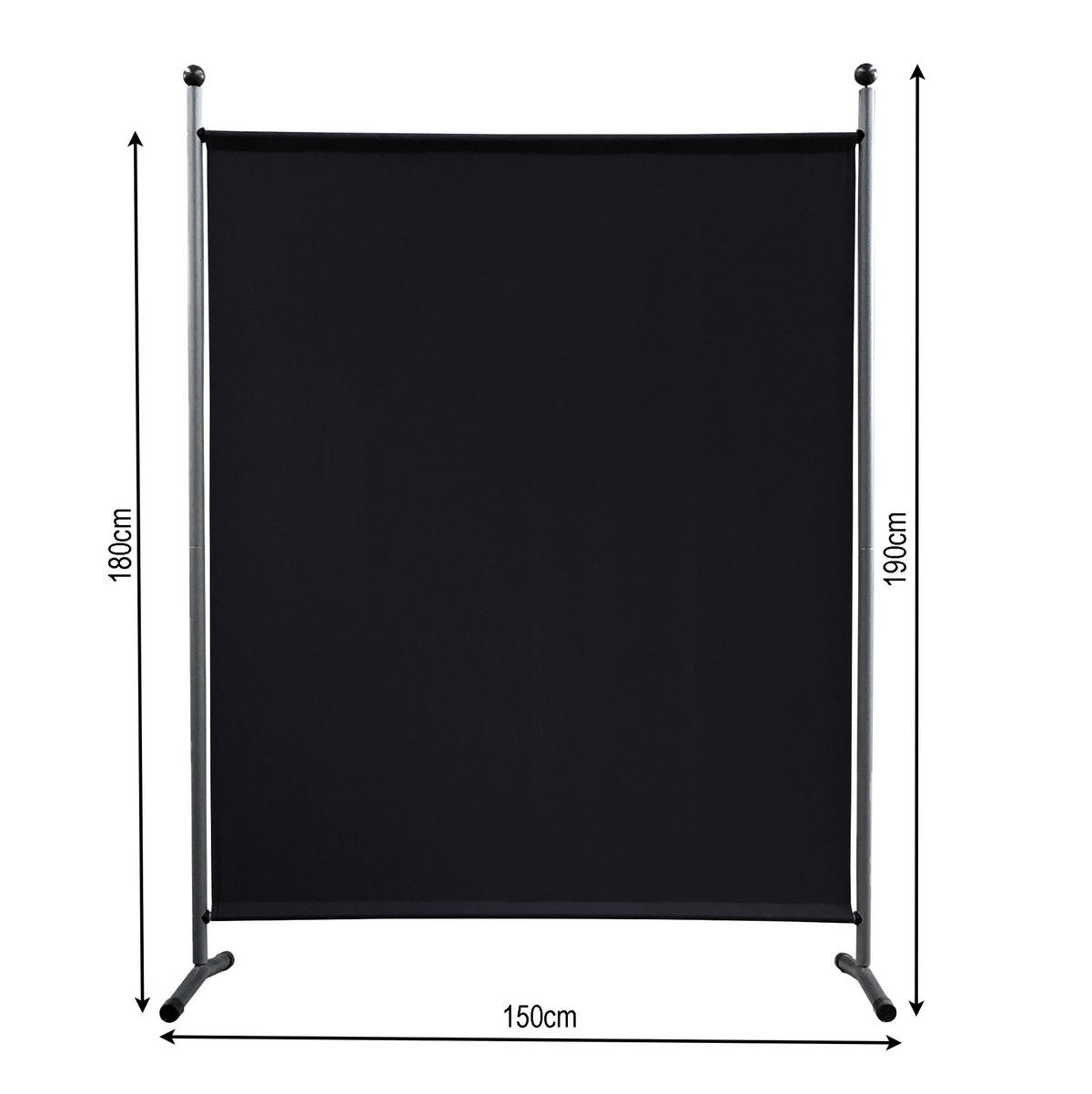 PARAVENT 1-tlg. 150x190 cm Schwarz - Schwarz, Metall (150/190cm) - QUICK STAR