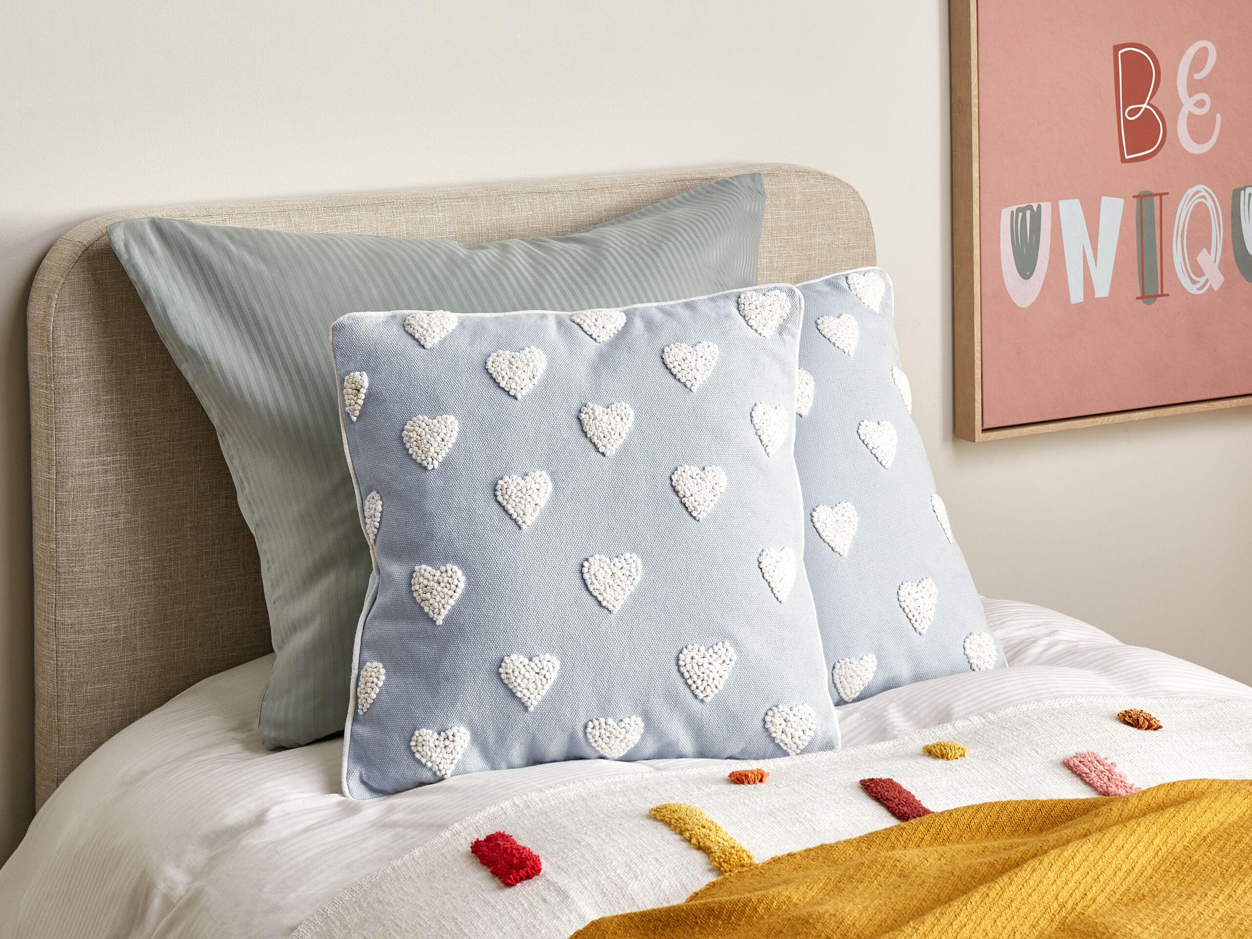 DEKOKISSEN 2er-Set Grau 45/45 cm Gazania - Weiß/Grau, Textil (45/45cm) - Beliani