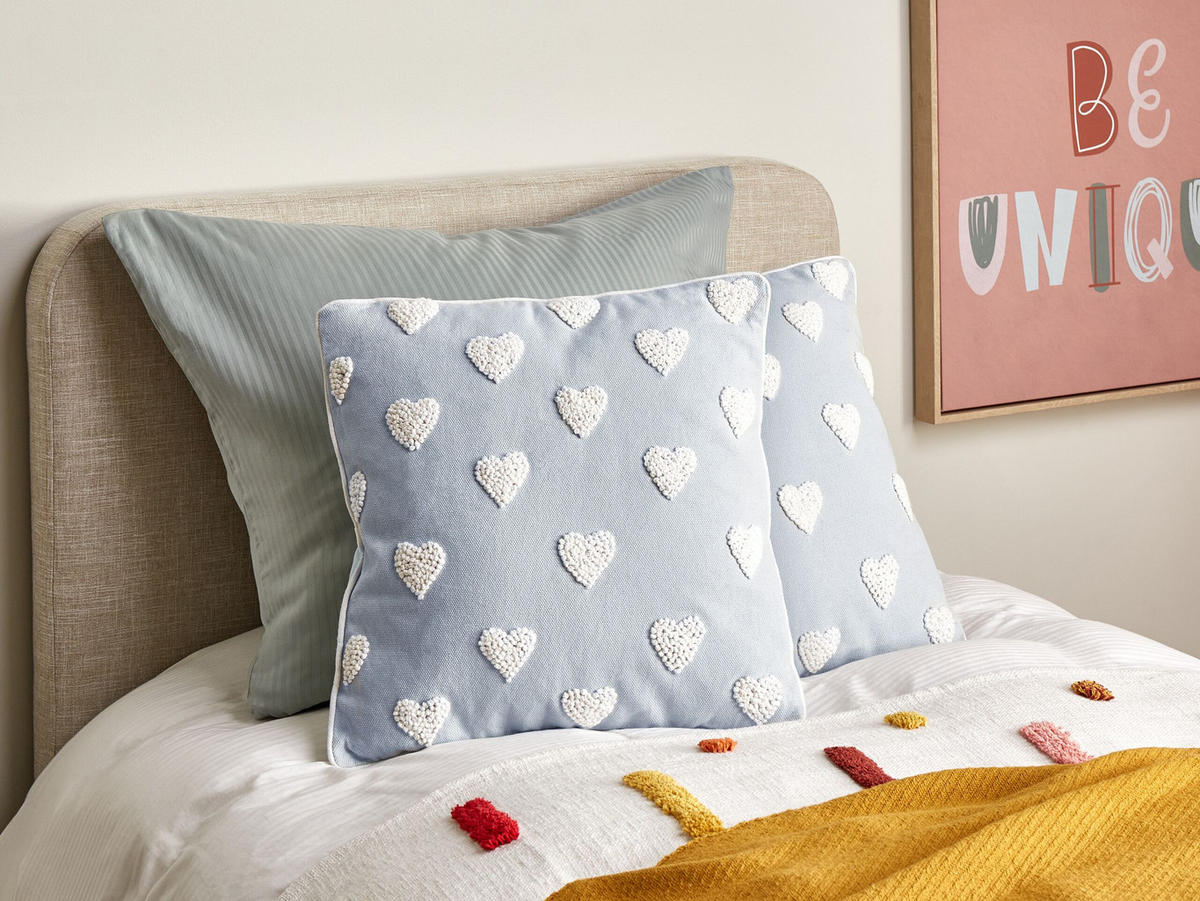DEKOKISSEN 2er-Set Grau 45/45 cm Gazania - Weiß/Grau, Textil (45/45cm) - Beliani