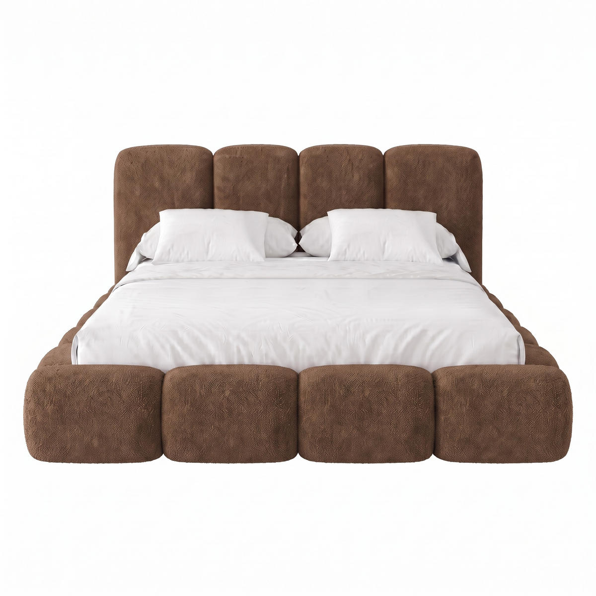 POLSTERBETT SUENO MAXI 180x200 cm in Braun, gepolstertes Kopfteil, Metalllattenrost, Bettkasten, Chenille-Stoff - Naturfarben/Braun, Holz/Textil (180/200cm) - Muffo