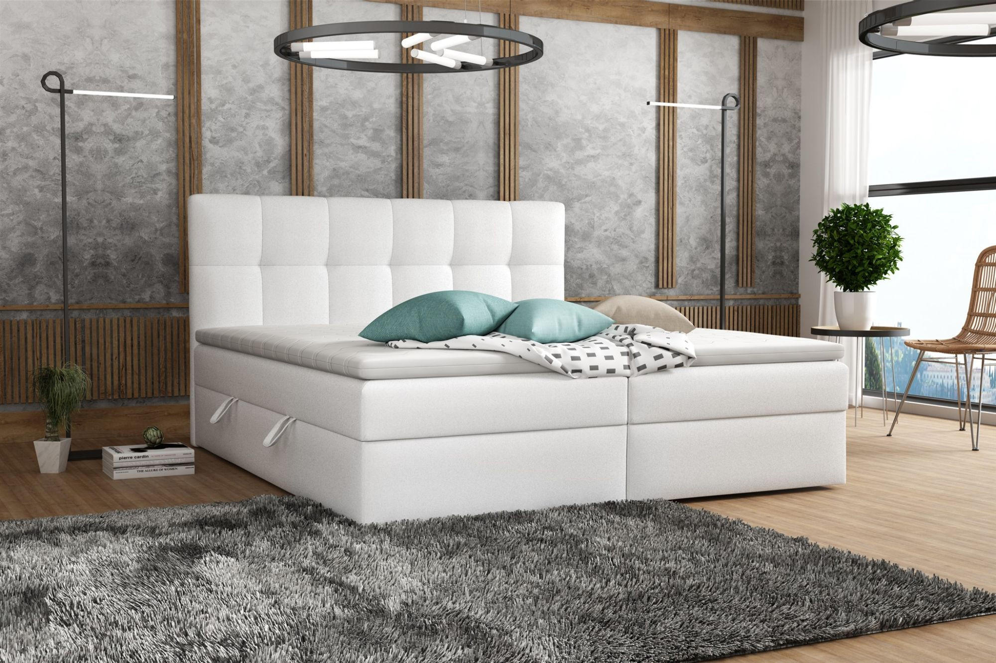 BOXBETT Arturo In Kunstleder Soft - Weiß, Holzwerkstoff/Textil (140/200cm) - Fun Möbel