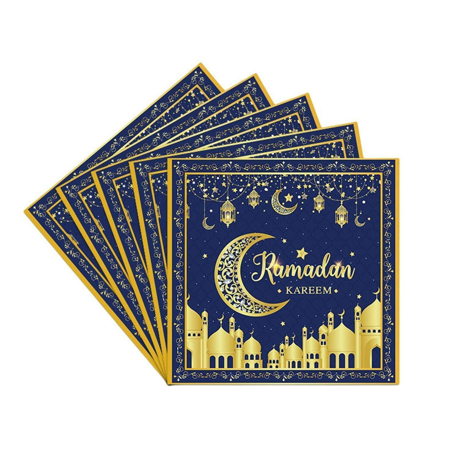 SERVIETTEN 20 Stück Blaugold Mond Sterne - Multicolor, Papier (33/33cm)
