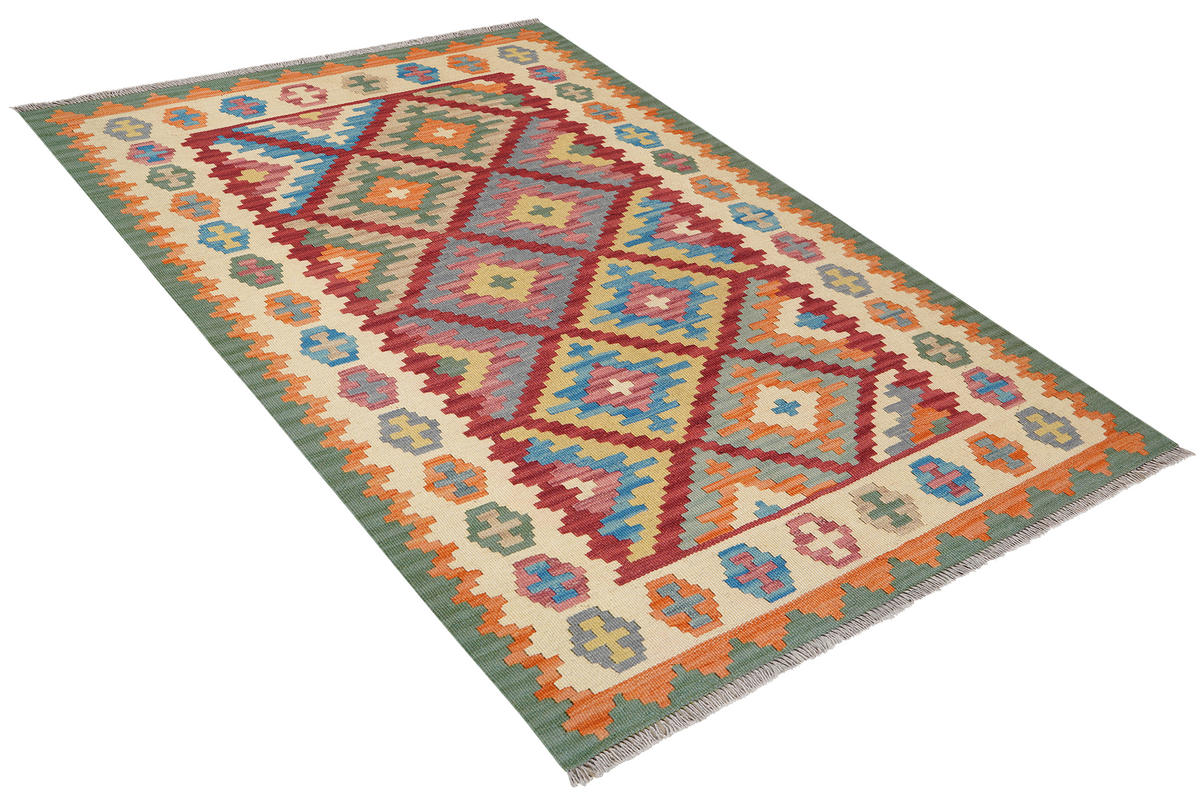 HANDWEBTEPPICH Kelim Gashgai Rot 190/128 cm Schurwolle - Rot, Textil (128/190cm) - Looma