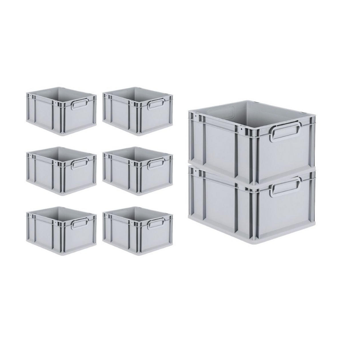 EUROBOX 8x Nextgen Economy Mit Scharnierdeckel Grau/BlauGriffe Geschlossen 20 Liter - Blau, Kunststoff (30/22/40cm) - PROREGAL