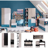 JUGENDZIMMER Space Set C 6-teilig - Schwarz-Eiche-Beige - Eichefarben/Beige, Holzwerkstoff (80/190/50cm) - QMM TraumMöbel