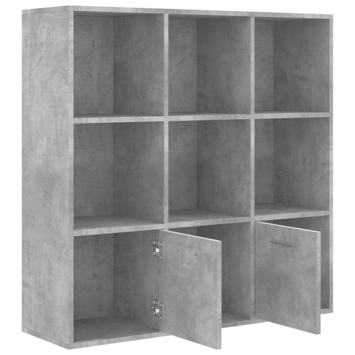 BÜCHERSCHRANK mit 7 Fächern, 2 Türen 98/30/98 cm aus Holzwerkstoff Betongrau - Hellgrau, Holz (98/98/30cm) - vidaXL