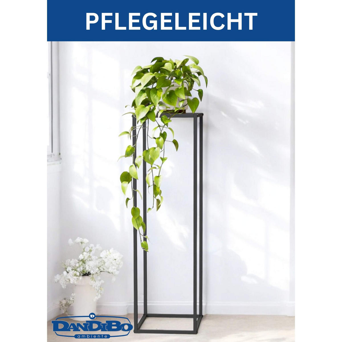 PFLANZENSTÄNDER Metall Schwarz Eckig 100 cm Hoch - Schwarz, Metall (30/100/30cm) - DanDiBo