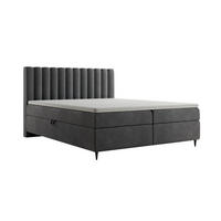 BOXBETT LUX II, 180x200 cm, Dunkelgrau, inkl. 2 Bettkästen und Topper - Dunkelgrau, Textil (180/200cm) - Excellent Home