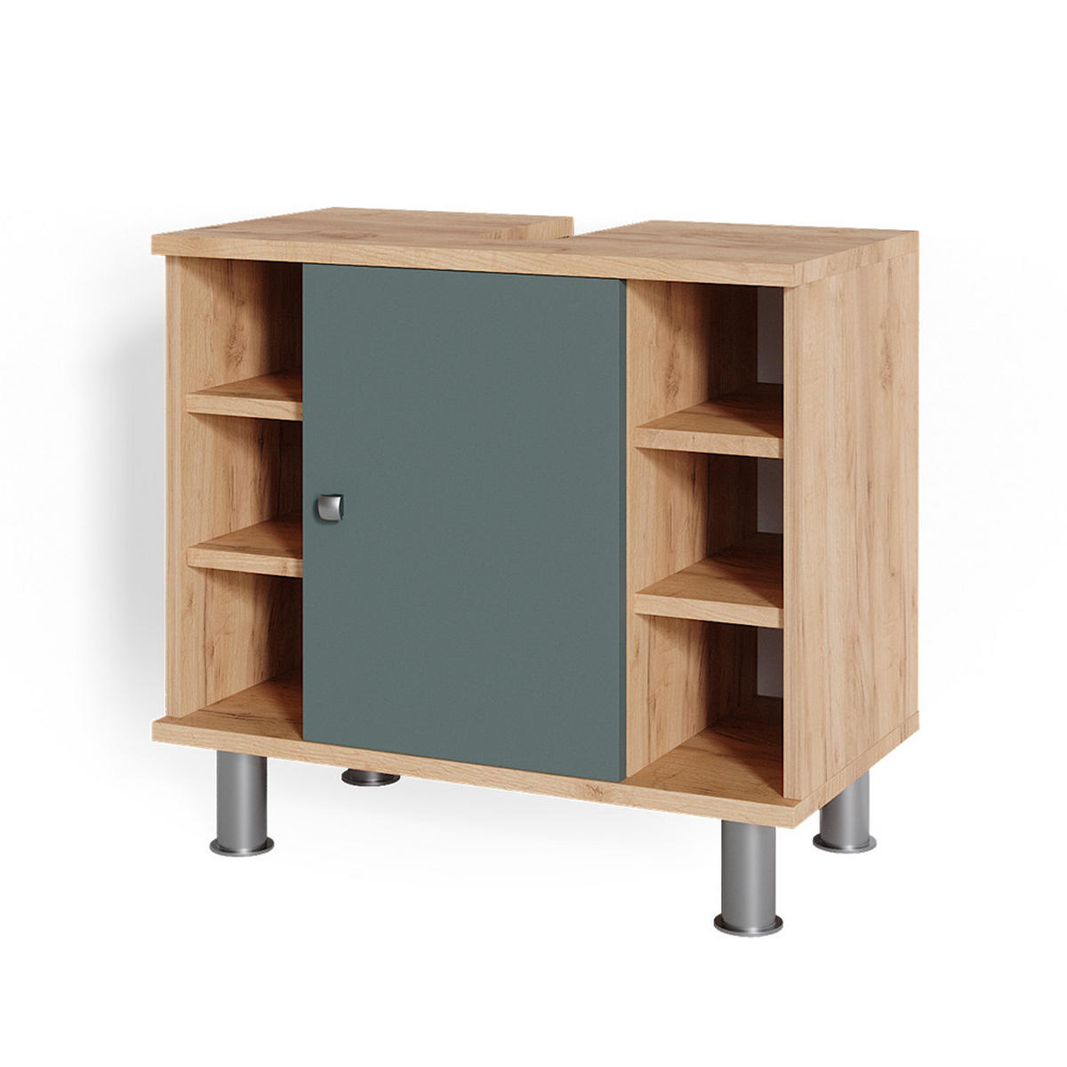 WASCHBECKENUNTERSCHRANK Fynn Grün/Goldkraft Eiche 60 x 54 cm - Eichefarben/Grün, Holzwerkstoff (60/54/32cm) - Vicco