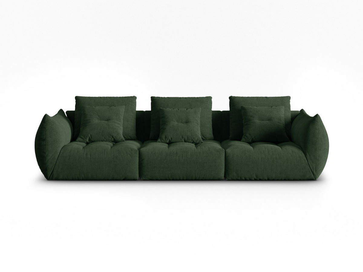 SOFA modular Bloom aus strukturiertem Stoff moosgrün 4 Sitzplätze - Salbeigrün, Textil (106/95/332cm) - Micadoni