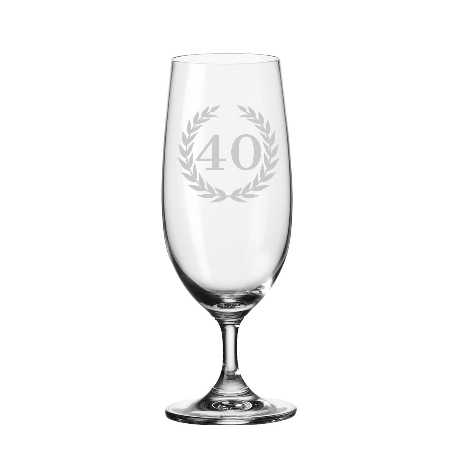 BIERTULPE PILSGLAS MIT GRAVUR 40. Jubiläum transparent 360 ml - Transparent, Glas (0.36L) - LUXENTU