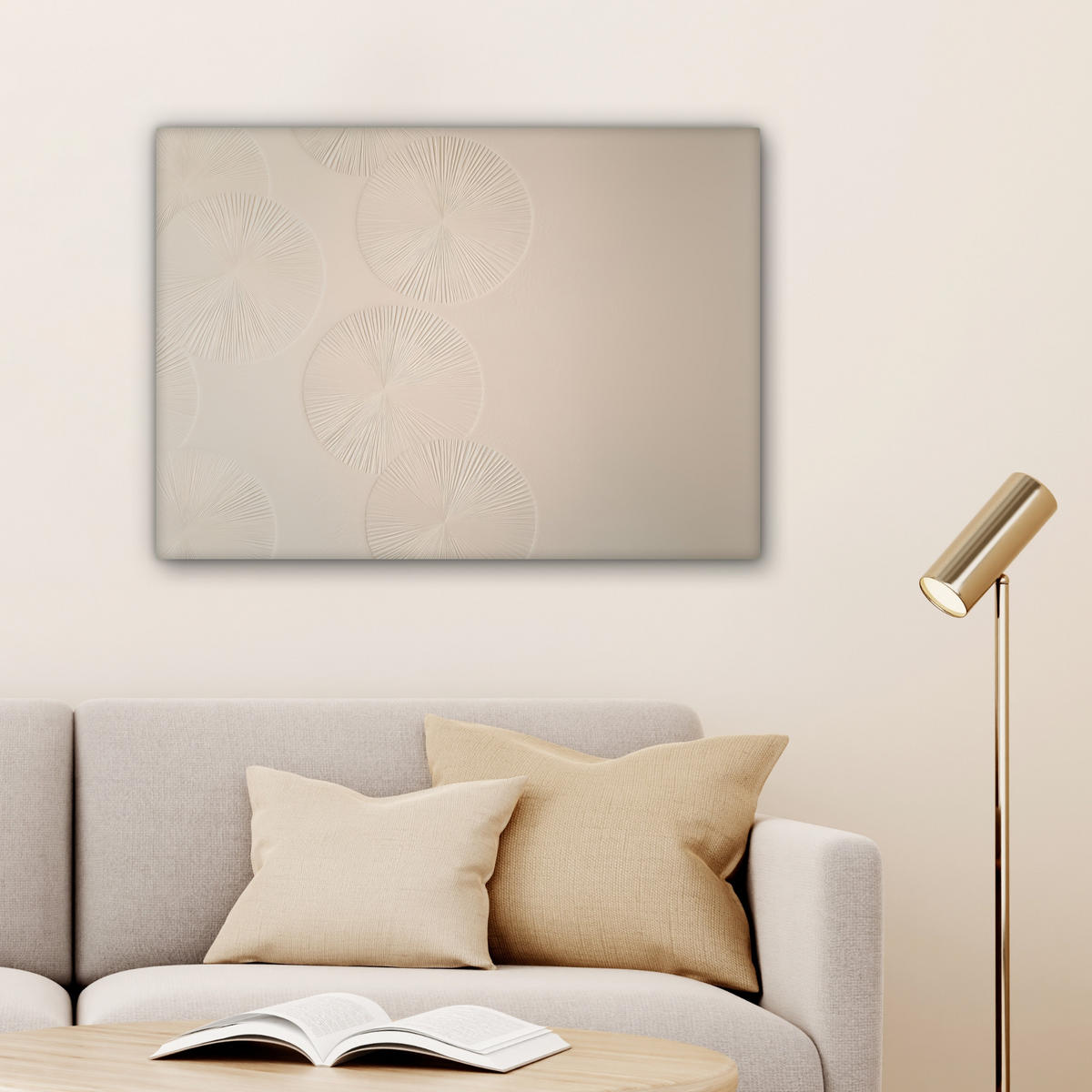 LEINWANDBILD Japandi - Beige - Modern Wandbilder 80x60 cm - Ecru, Textil (80/60cm) - MuchoWow