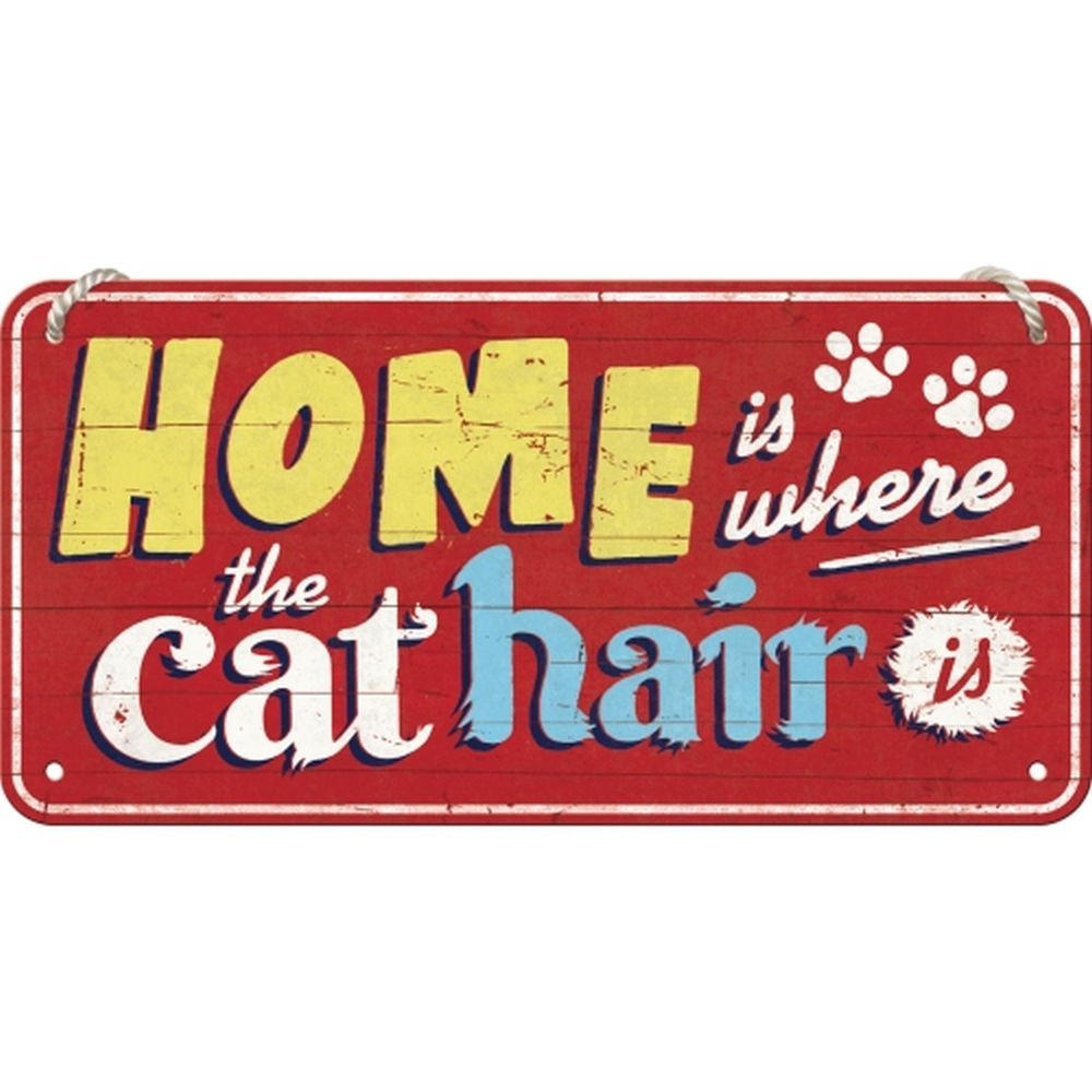 HÄNGESCHILD 10/20 cm Animal Club Home is where the cat hair is - Multicolor, Metall (20/10/0.2cm) - Nostalgic-Art