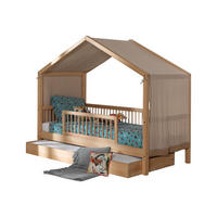 HAUSBETT Kelci 90x200 Bettschublade Absturzschutz Buche massiv natur - Buchefarben, Holz (90/200cm) - 58aufmkessel