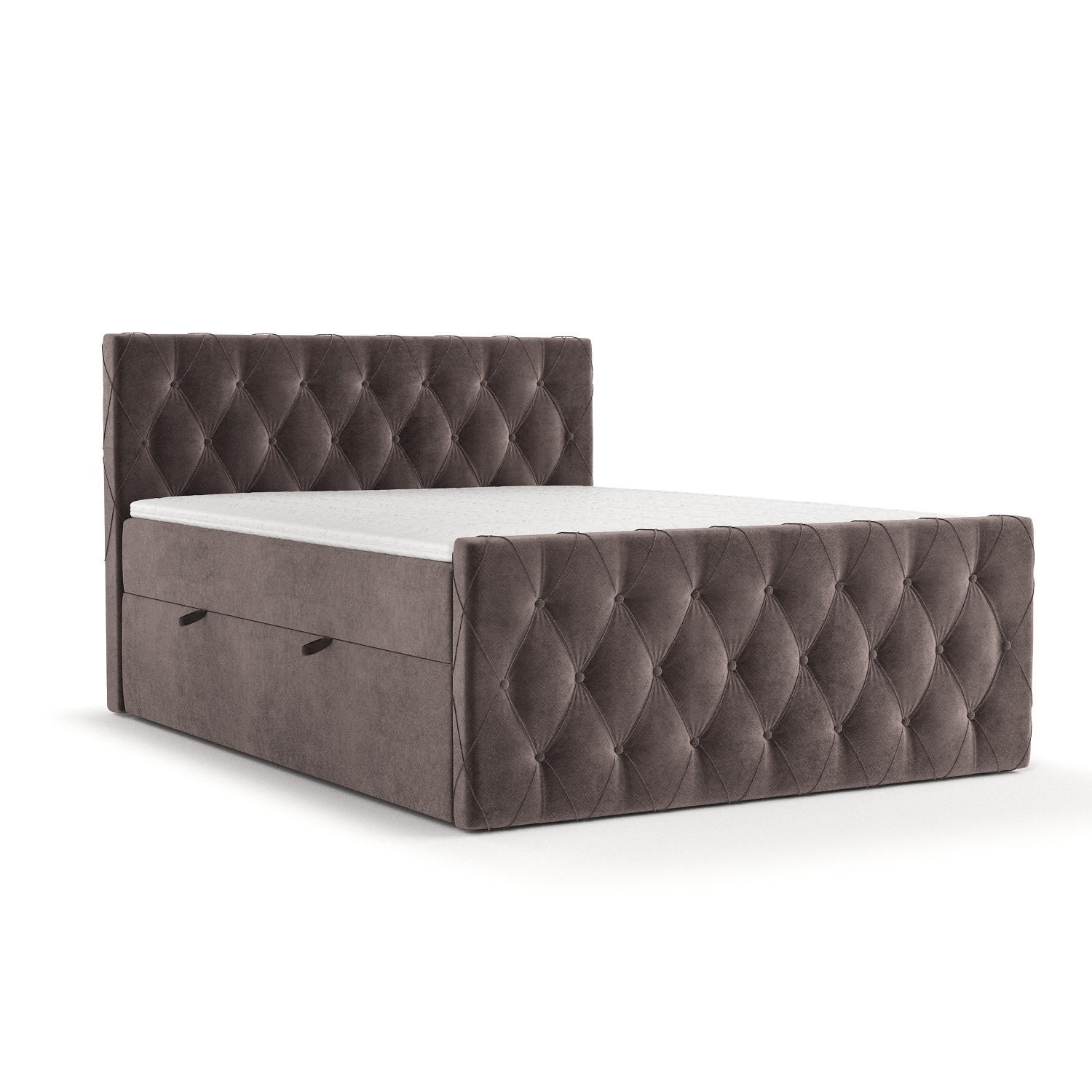 BOXBETT Signature Braun 180/200 cm im Samtstoff - Schwarz/Braun, Holz/Holzwerkstoff (180/200cm) - Maison de Reve