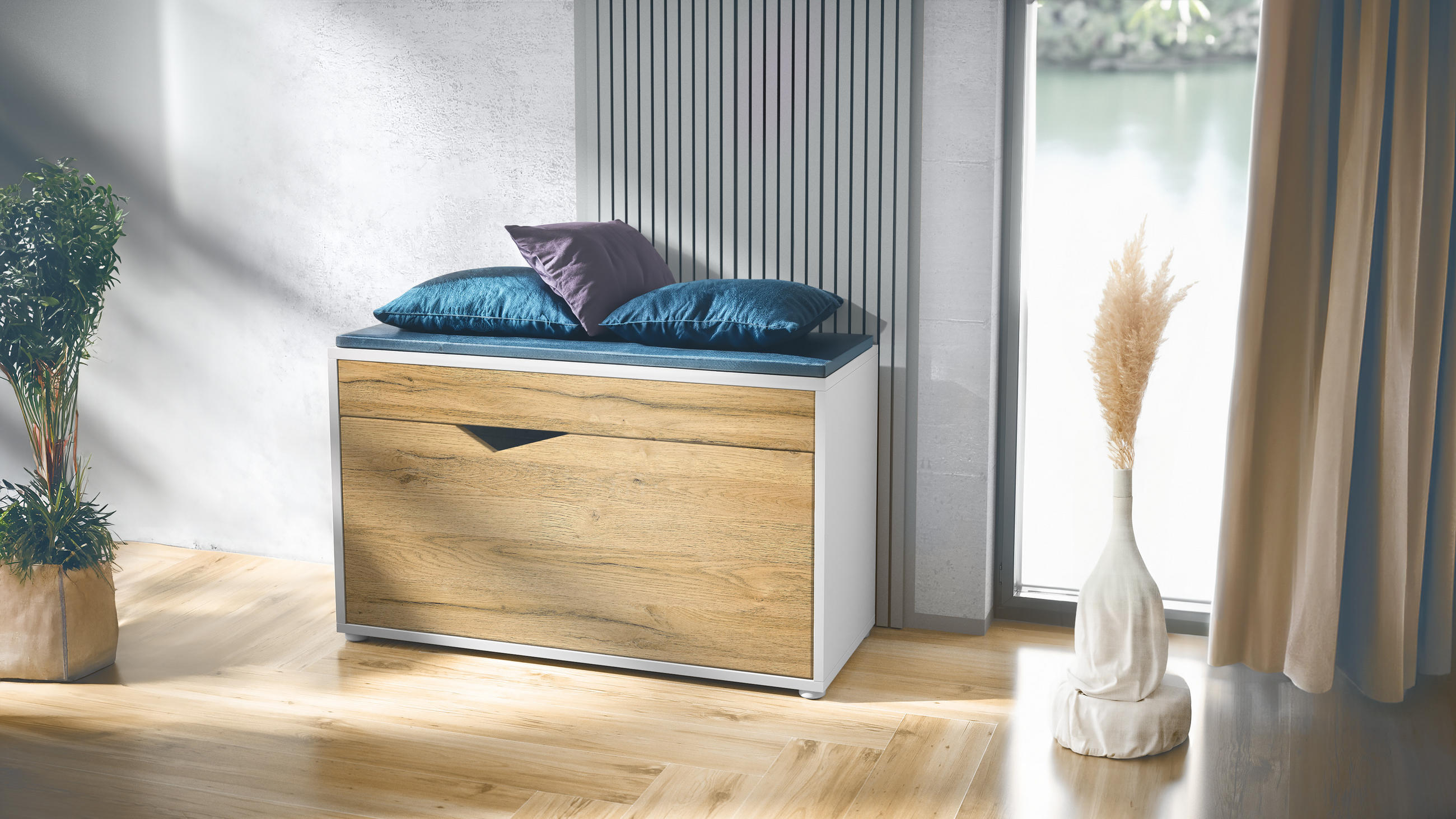 SCHUHSCHRANK Kolmio Eiche Natur - Eichefarben, Holzwerkstoff (85/50/33cm) - Vladon