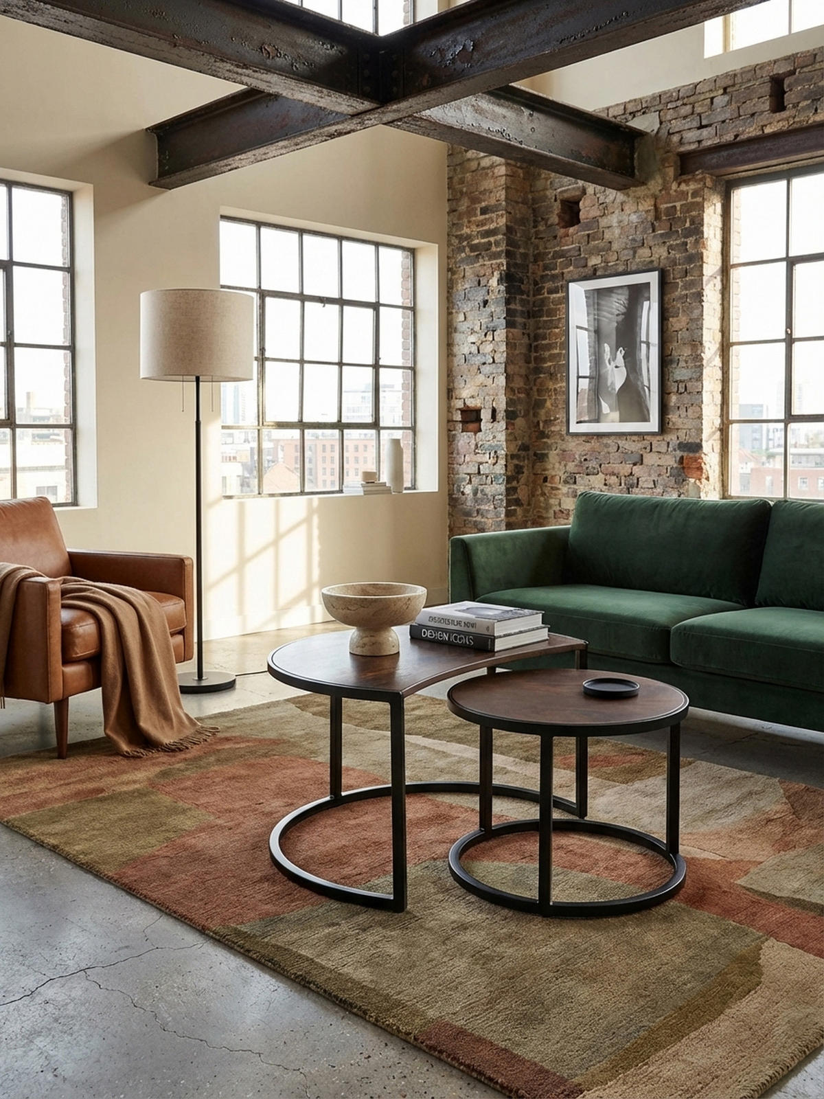 COUCHTISCH 2er Set Holz Metall Industrial Handgefertigt ESINO, Braun 60x41x41 cm - Schwarz/Braun, Holz/Metall (41/60/41cm) - KADIMA DESIGN