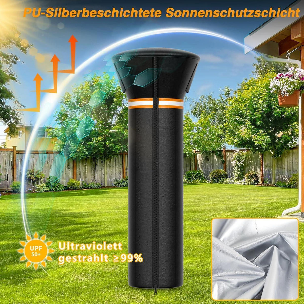 ABDECKUNG für Terrassenheizer 226 x 84 x 48 cm - Schwarz, Textil (84/48/226cm)