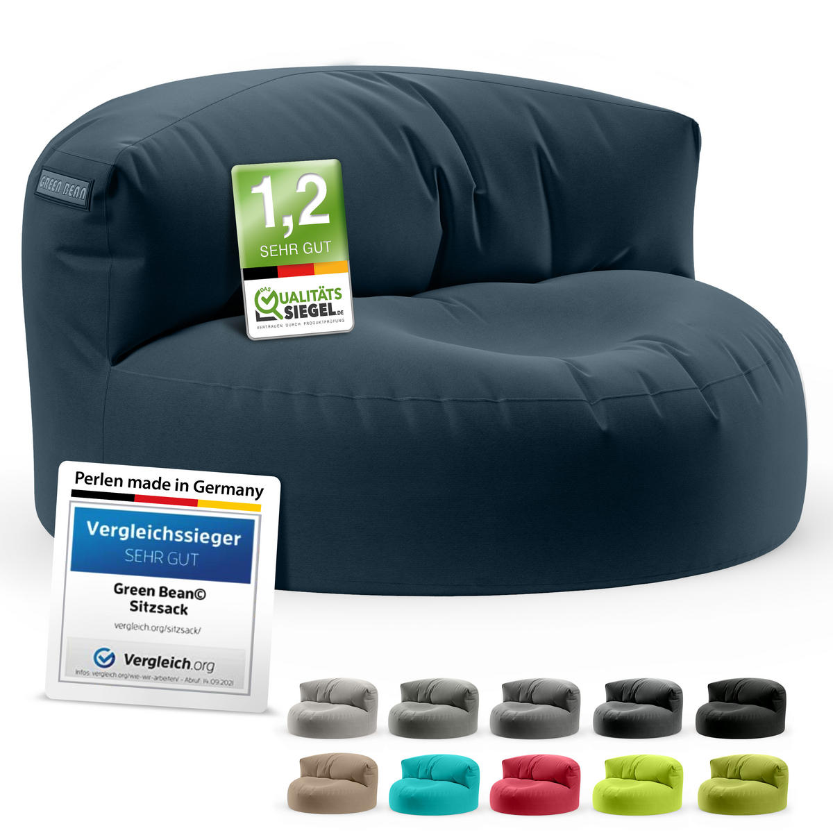 INDOOR OUTDOOR SITZSACK Lounge Sofa - Dunkelblau, Textil (90/50/50cm) - Green Bean