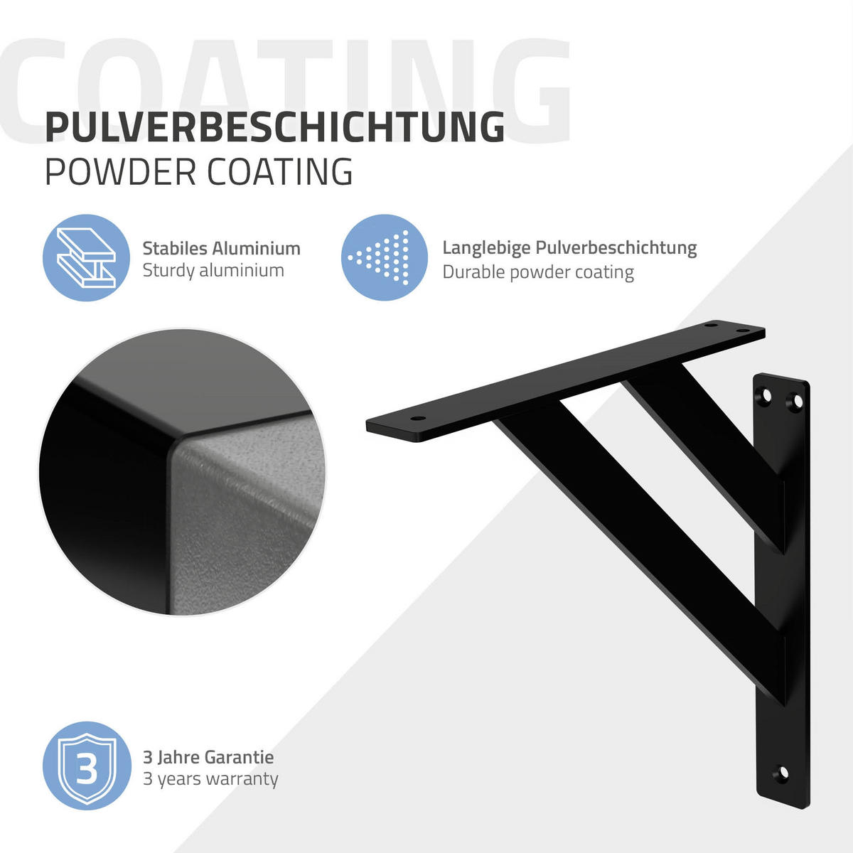 REGALTRÄGER 2er Set - Schwarz, Metall (24/3/24cm) - ML-DESIGN
