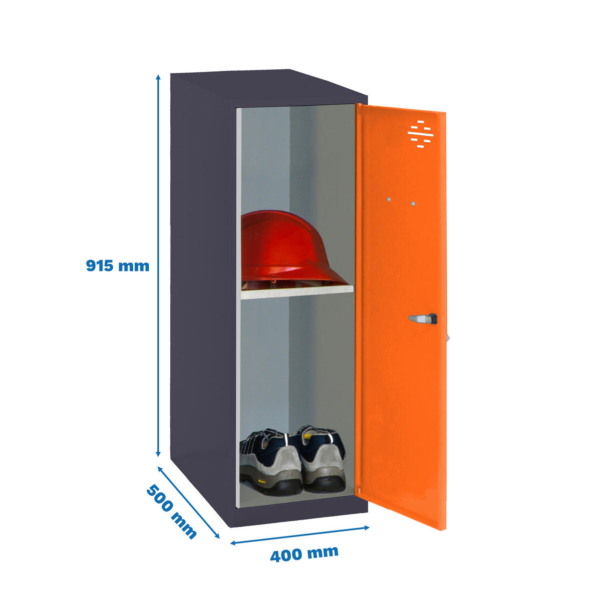 SCHLIESSFACHSCHRANK Amego HxBxT 91,5x40x50 cm 1x Fachboden Ohne Standfüße Orange-Anthrazit Spind - Orange, Metall (40/91.5/50cm) - PROREGAL