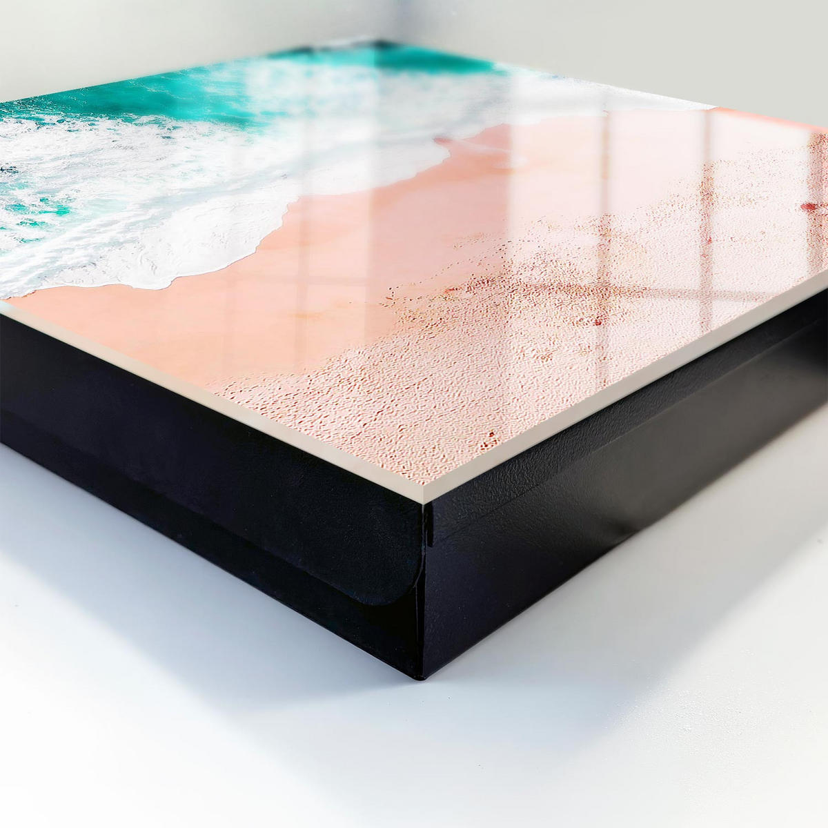 SCHLÜSSELBOX Schwarz 30x30 cm- Türöffnung nach rechts - Meer und Strand - Türkis, Metall (30/30/5cm) - TULUP