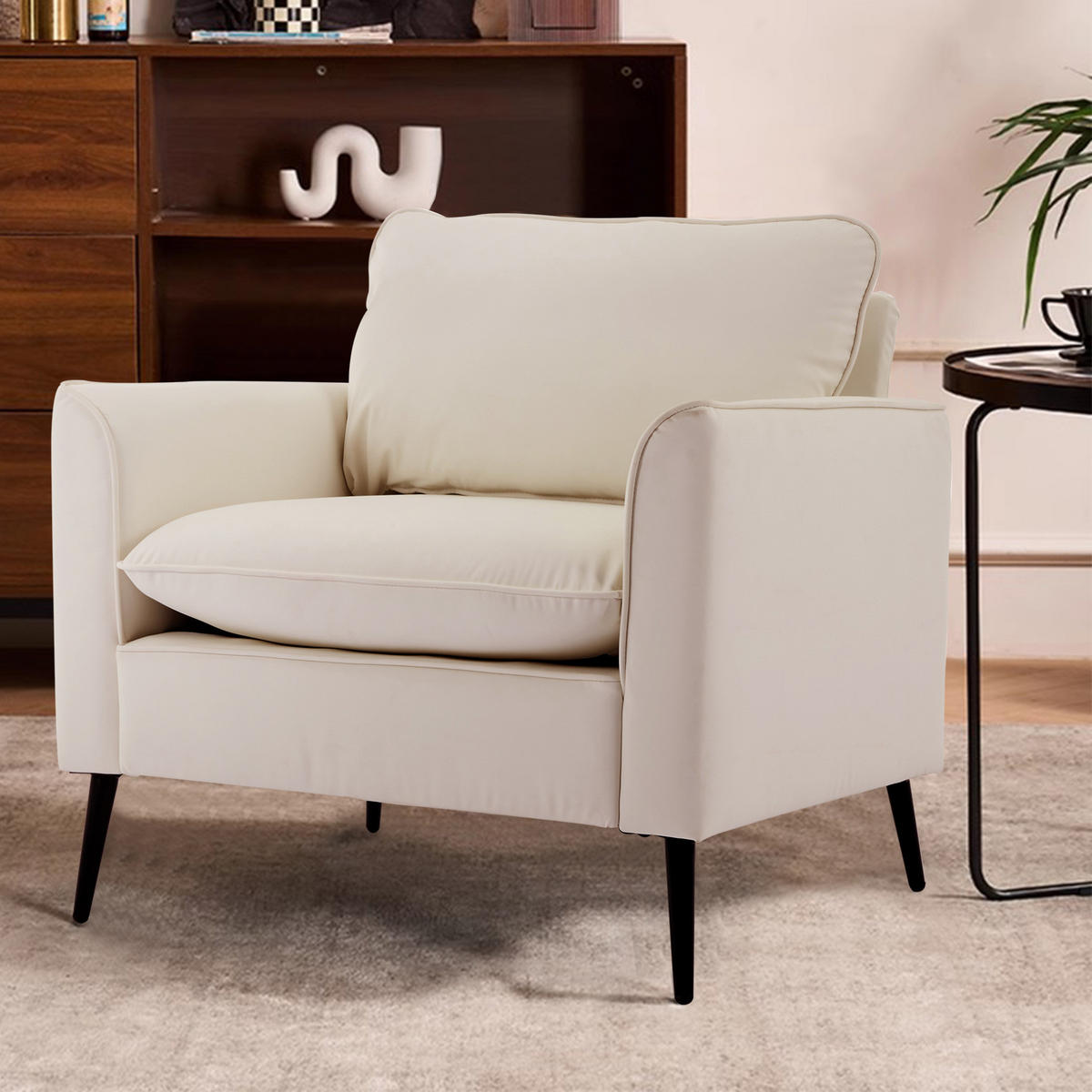 SESSEL Einzelsitzer Kunstleder White - Weiß, Holzwerkstoff (68/80/80cm) - Meubliv