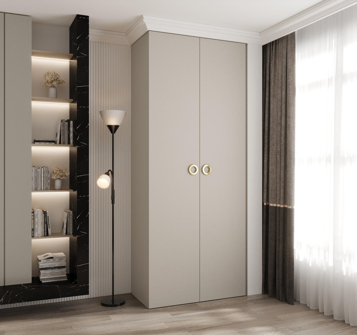 DREHTÜRENSCHRANK 245,5/100/40 2-türig - Kaschmir/Goldfarben, Holz/Metall (100/245.5/40cm) - Abiks Möbel