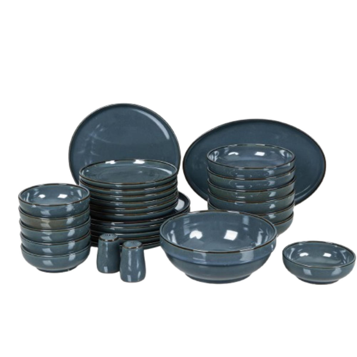 GESCHIRRSET Milano 28-tlg. Blue - Blau, Keramik (41/38/38cm) - Mulex