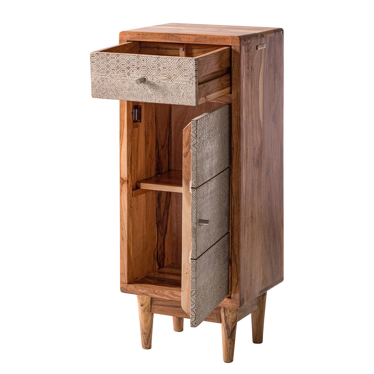 MASSIVER UNTERSCHRANK - Akazie massiv - Ecru / Akazie - Akaziefarben, Holz/Metall (38/92/30cm) - home24