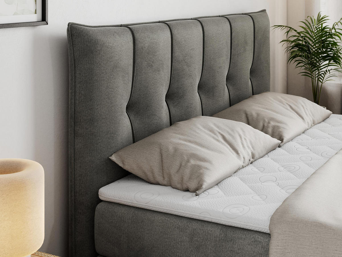 BOXSPRINGBETT PREMIUM 10 KING 140/200 Dunkelgrau Velvet - H3 - Dunkelgrau, Holz/Textil (140/200cm) - MKS