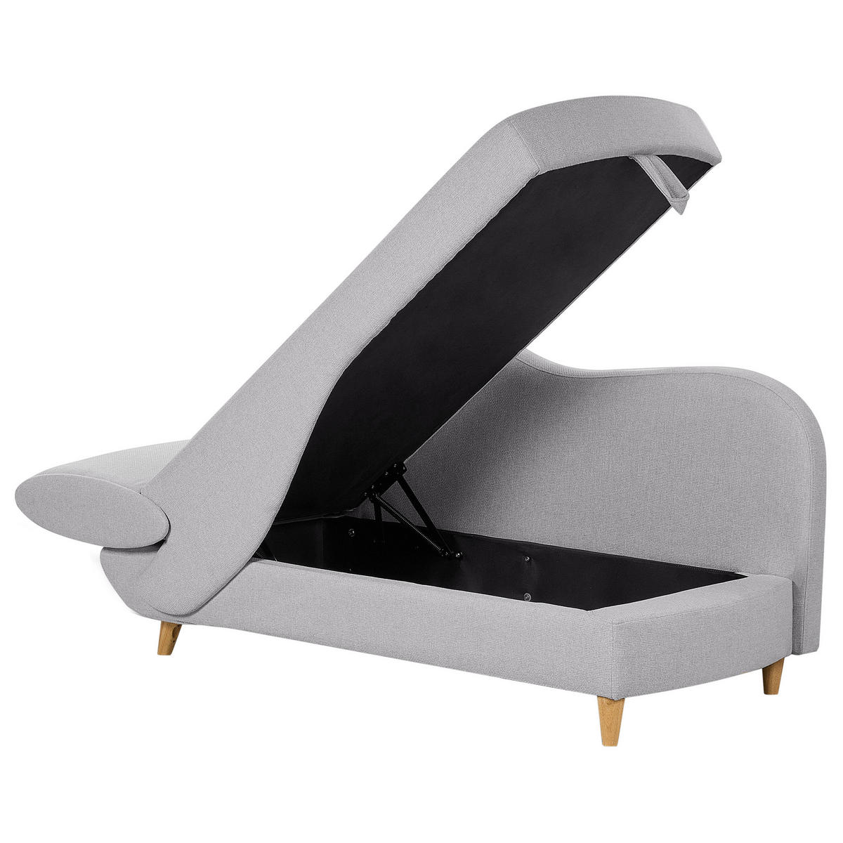 CHAISELONGUE Leinenoptik hellgrau mit Bettkasten linksseitig Meri - Hellbraun/Grau, Textil (175/73/69cm) - Beliani