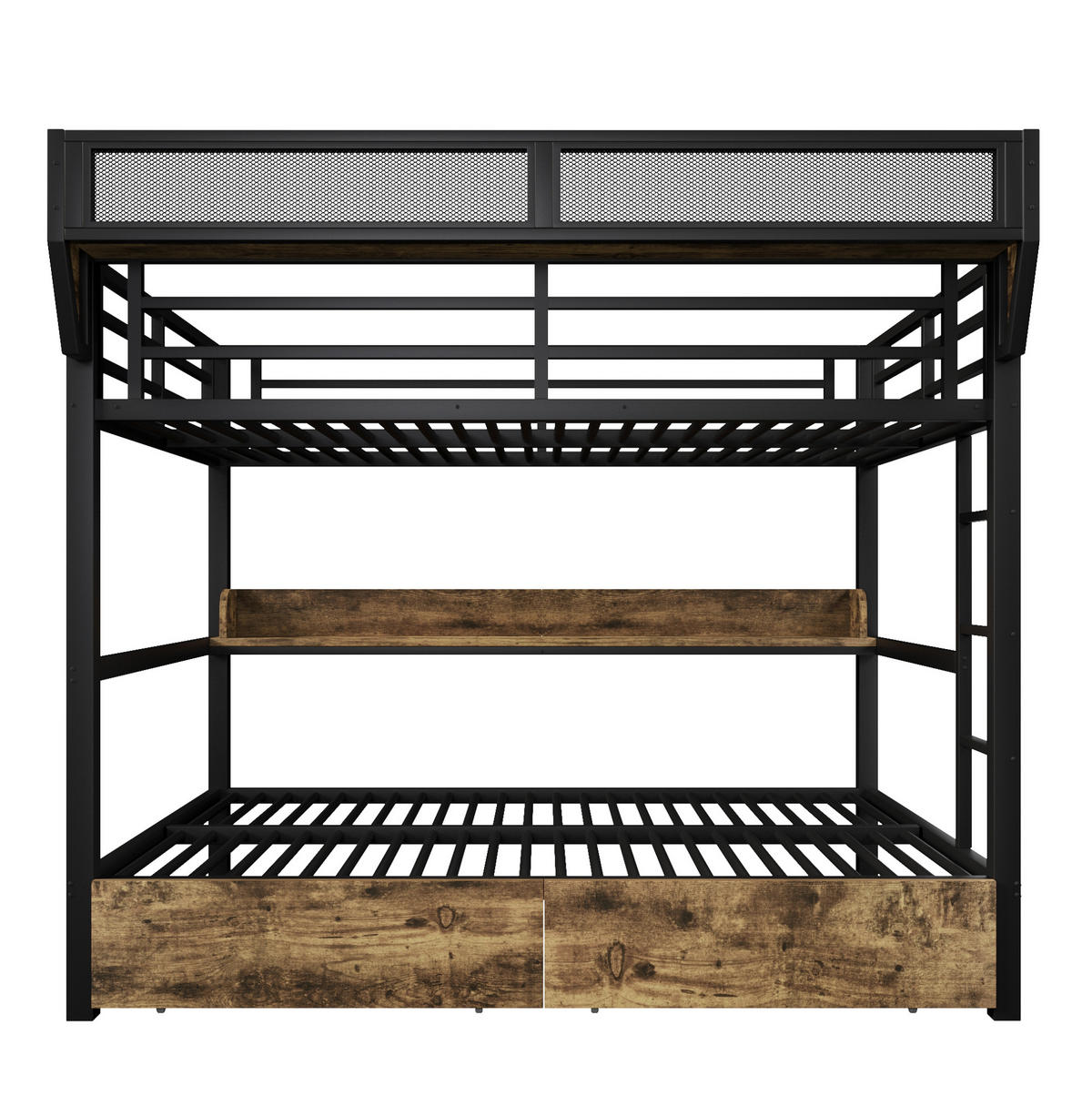 ETAGENBETT 140/200 cm aus MDF und Metall mit LED-Licht, Schwarz - Schwarz, Metall (140/200cm) - OKMYHOME