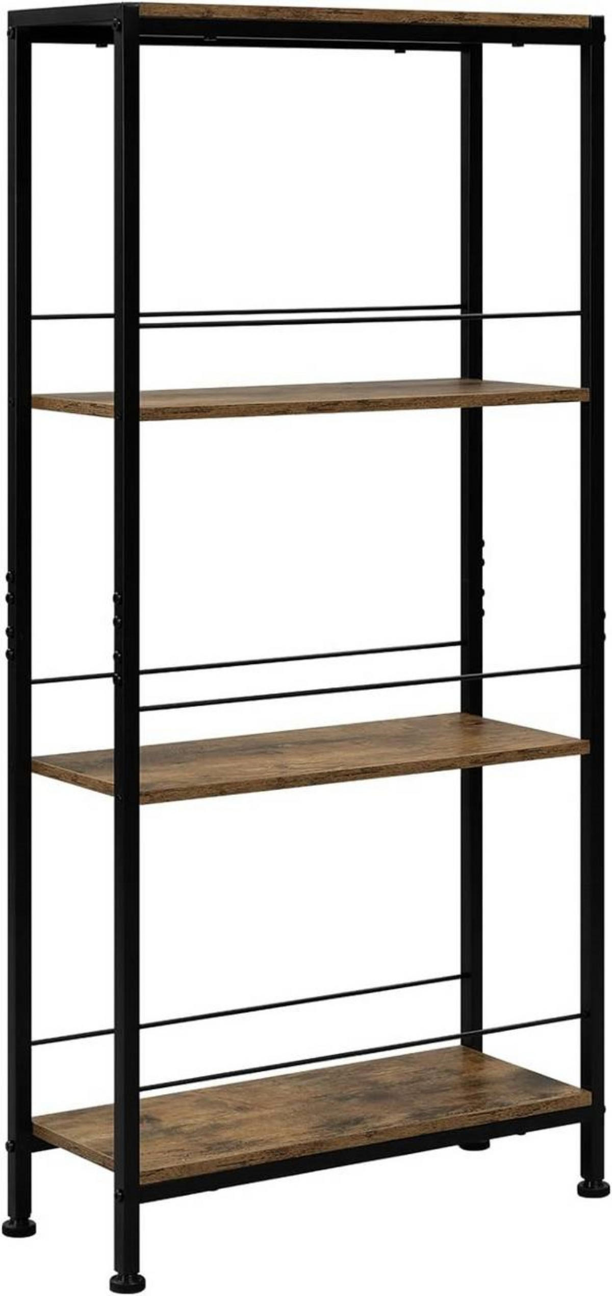 STANDREGAL mit 4 Ebene, 50x110x20cm, Vintage-Braun+Schwarz - Dunkelbraun/Schwarz, Holzwerkstoff/Metall (50/110/20cm) - Woltu