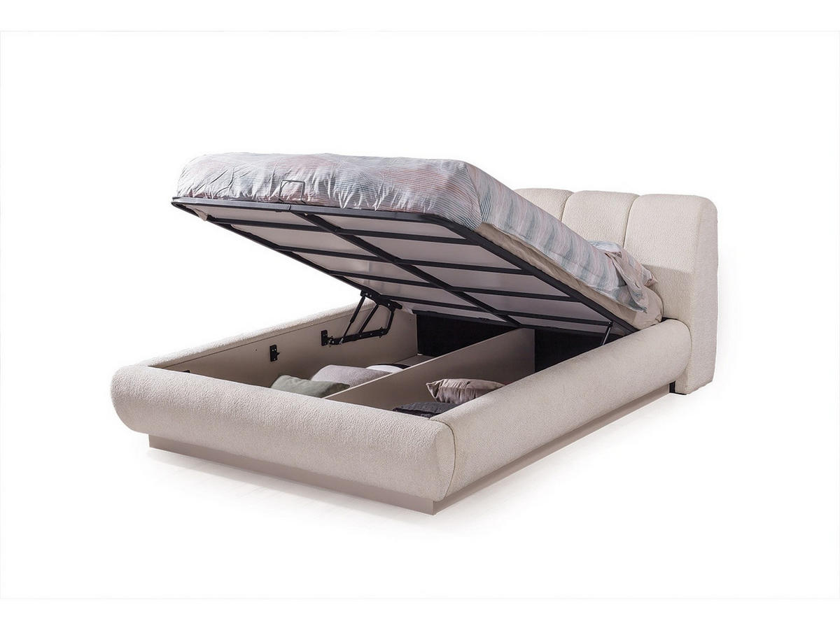 BETTANLAGE Tresana Typ-2 Bett mit Kopfteil 2 Nachttischen und Kommode - Beige, Holzwerkstoff (160/200cm)