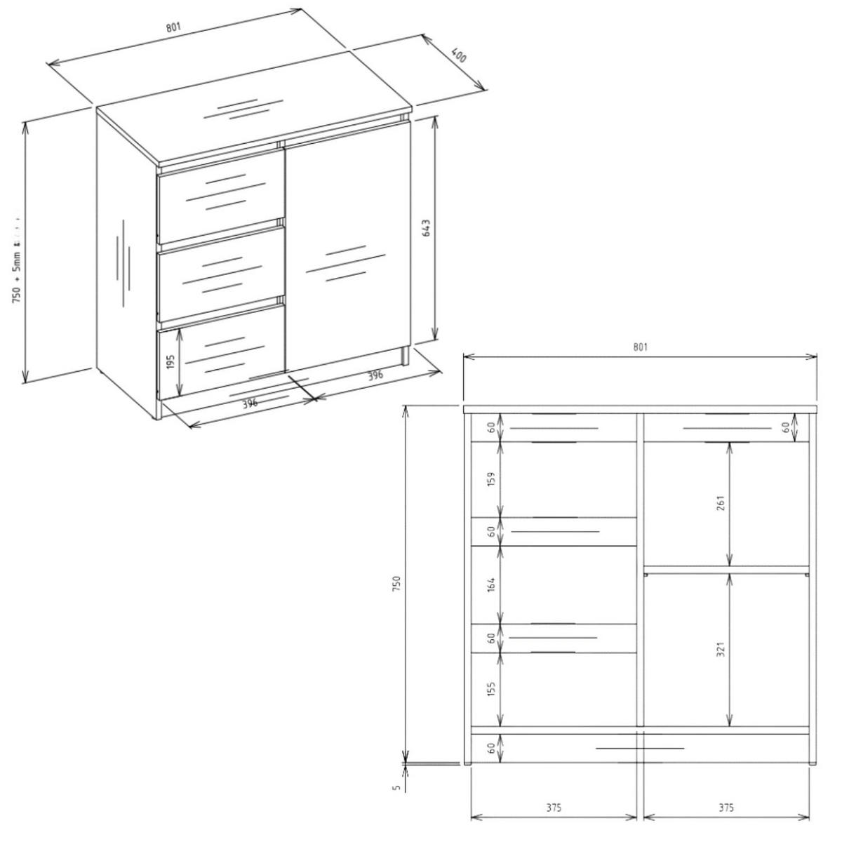 KOMMODE Milo - Weiß, Holzwerkstoff (80/75/40cm) - kommodly