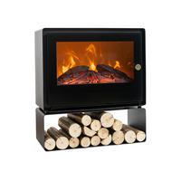 ELEKTROKAMIN Schwarz Bodenmodell mit integrierter Heizung 2000 W - Schwarz, Glas (48/53/21cm) - Purline
