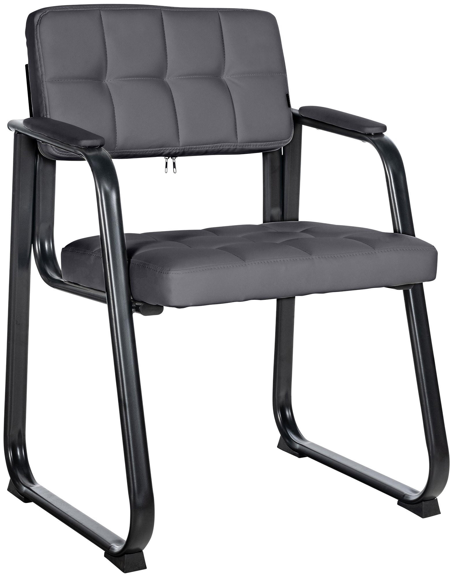 ARMLEHNENSTUHL Lederlook Grau - Grau, Textil/Metall (59/84/58cm) - CLP