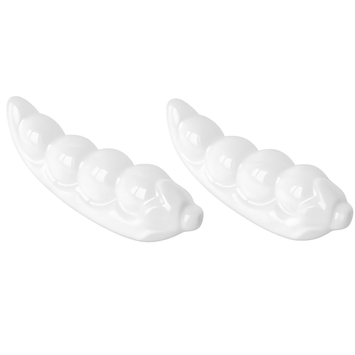 BESTECKABLAGE 2er Set "Poggiaposate Baccello" Fattoria 7 x 3 cm - Weiß, Keramik (2/3/7cm)