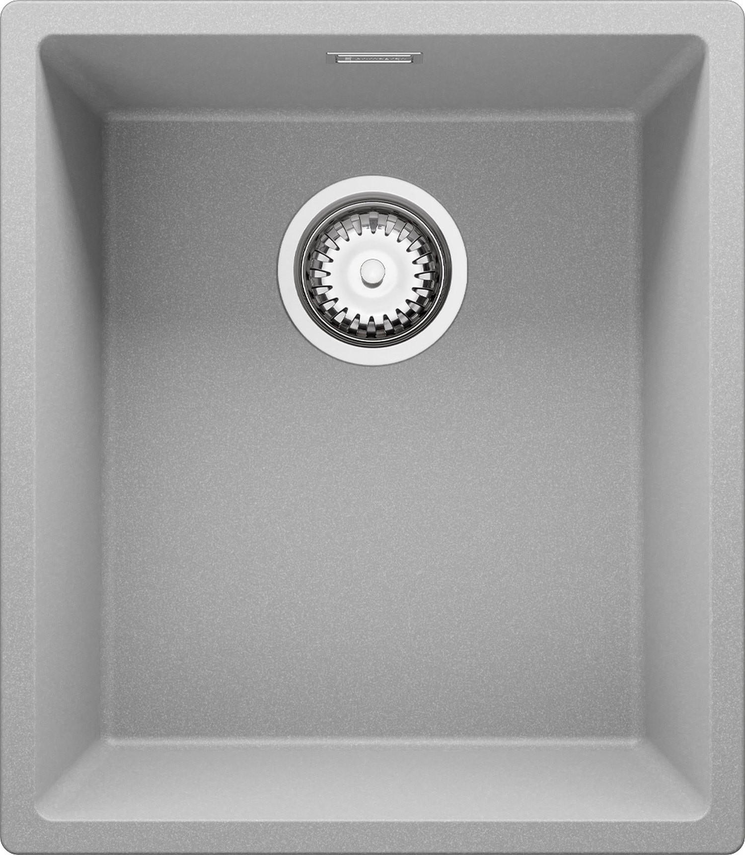 SPÜLBECKEN London Slim, 2-er set Grau 41/47 cm 1 Becken + Ablauf-Set ab 45er Unterschrank - Chromfarben/Grau, Kunststoff (41/20/47cm) - Primagran