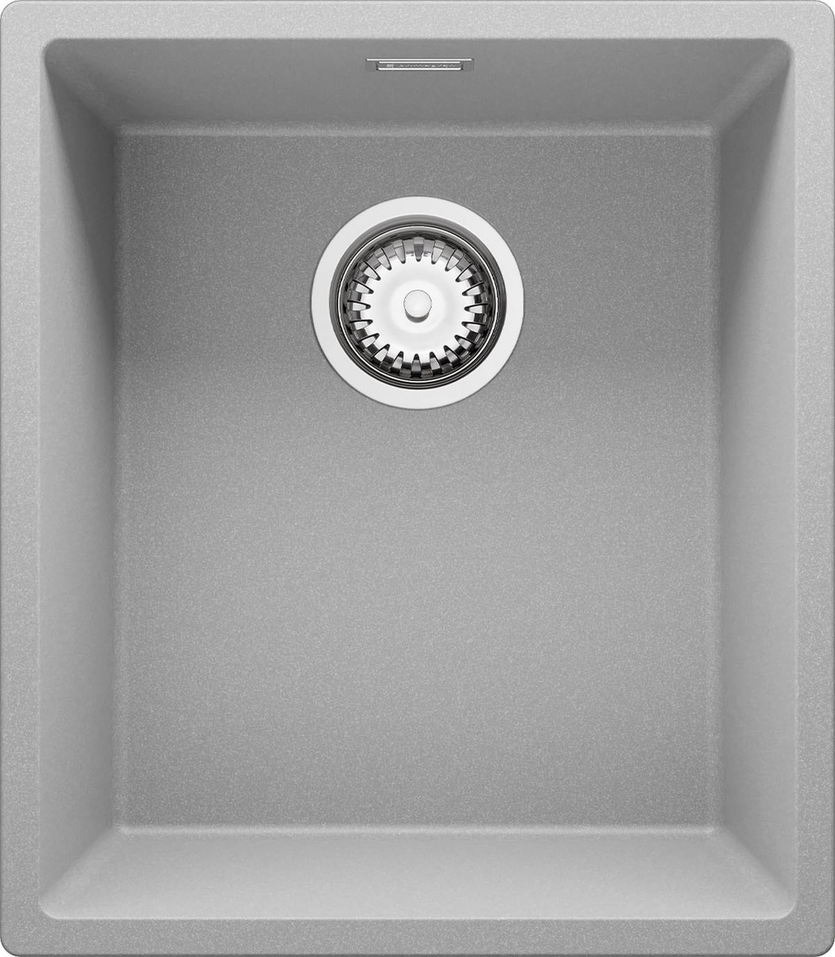 SPÜLBECKEN London Slim, 2-er set Grau 41/47 cm 1 Becken + Ablauf-Set ab 45er Unterschrank - Chromfarben/Grau, Kunststoff (41/20/47cm) - Primagran