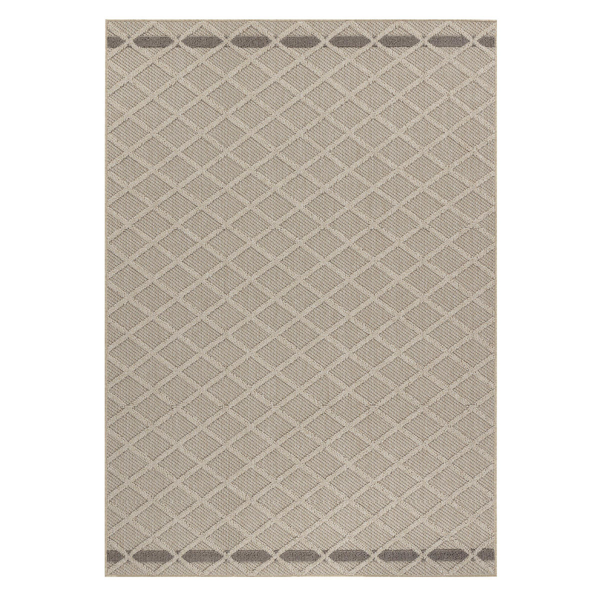 TEPPICH Outdoor Flachgewebe Rauten-Muster Polypropylen Balkon Beige Rechteckig 160x230 - Beige, Textil (160/230cm) - KADIMA DESIGN