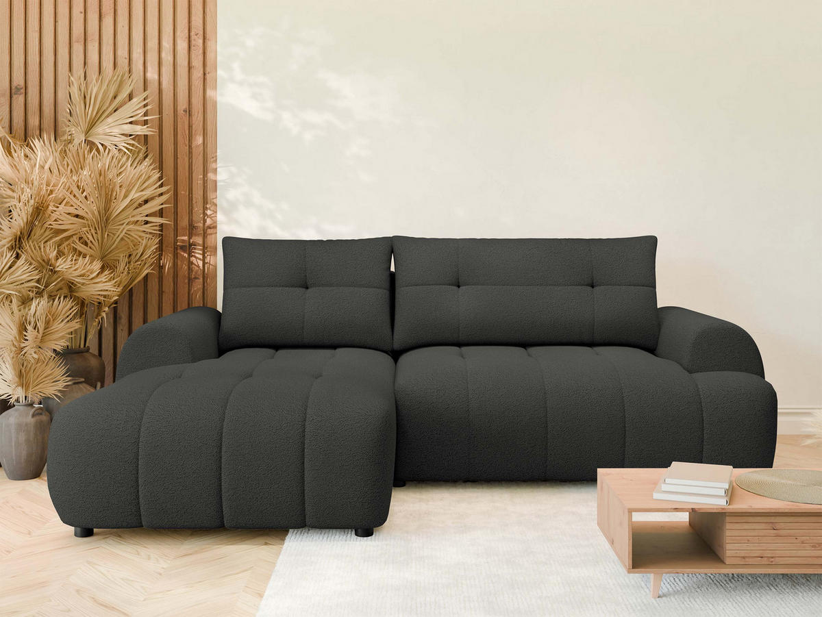 ECKSOFA Fiorano, Seite: Links - Anthrazit/Schwarz, Holz/Kunststoff (265/177cm) - MIRJAN24