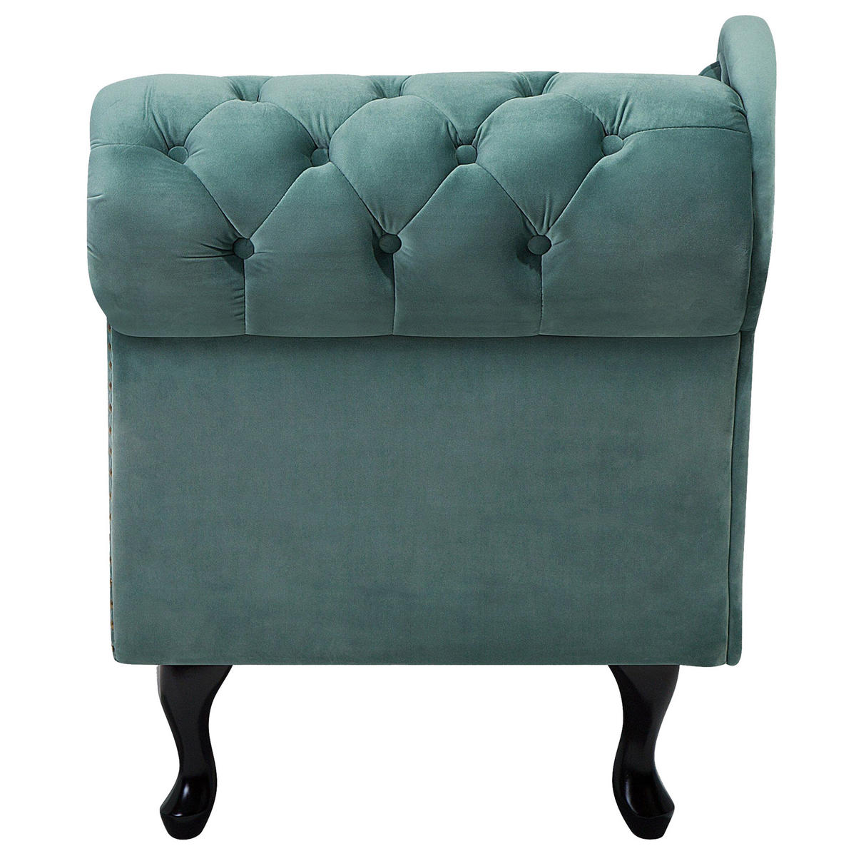 ČALOUNĚNÉ LEHÁTKO CHAISE LONGUE Sametová látka mátově zelené pravostranné Nimes - tmavě hnědá/mátově zelená, textil (169/79/65cm) - Beliani