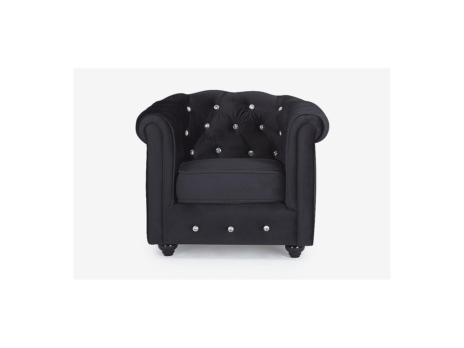 SESSEL mit gerader Rückenlehne - 1 Person - Samt, Stoff - Schwarz - - Schwarz, Textil (82/72/78cm) - Vente-Unique