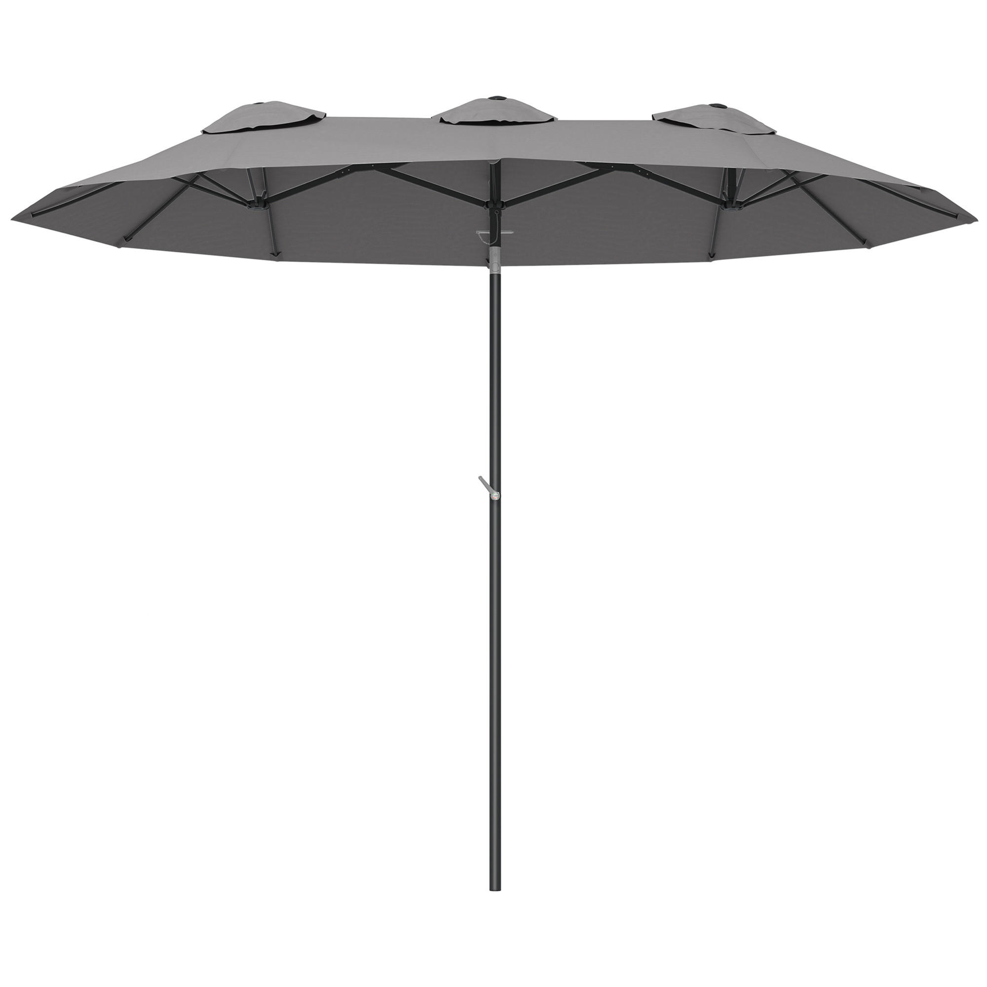 SONNENSCHIRM DE-11478 doppelt, mit Kurbel, 295 x 152 cm Grau - Grau, Textil (152/295cm) - ComfortXL