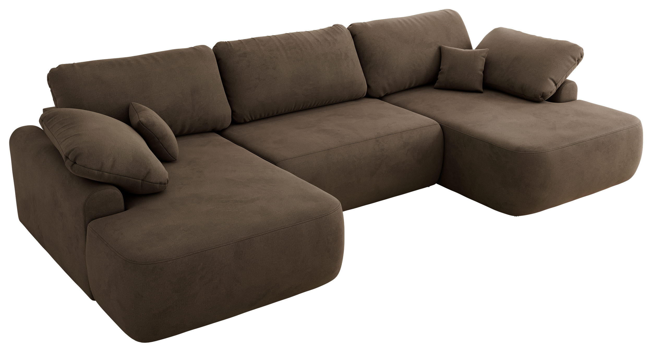 WOHNLANDSCHAFT CUBO U Braun Velvet - Schwarz/Braun, Kunststoff/Textil (370/100/187cm) - MKS